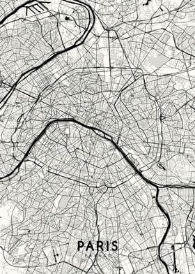 Paris map white