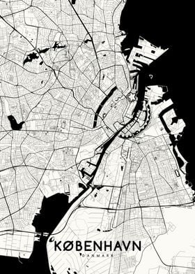 Kobenhavn map white