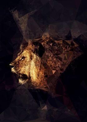 golden lion low poly