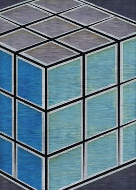 Blue Grey Cube Silver