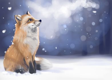 The fox in the snow