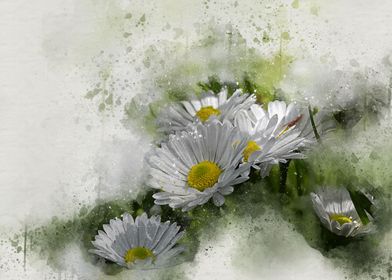 Watercolor painted flowers