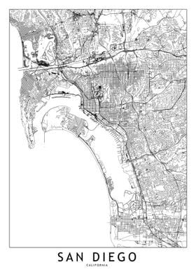 San Diego White Map