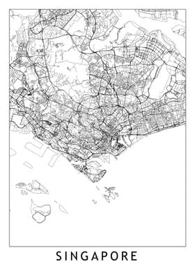 Singapore White Map