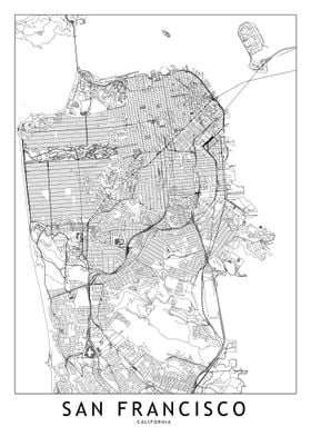 San Francisco White Map