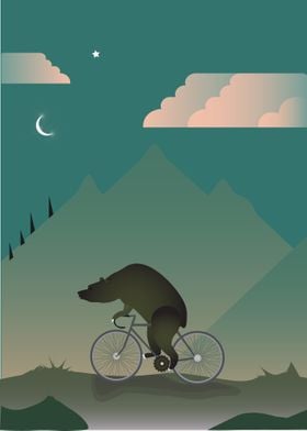 Funny  bear on the bicycle