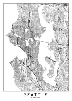 Seattle White Map