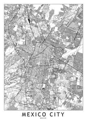 Mexico City White Map