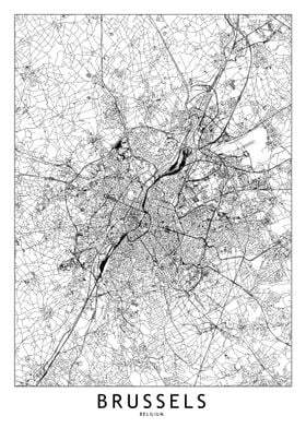 Brussels White Map