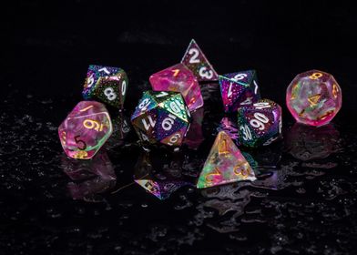 Rainbow Dice in Rain I