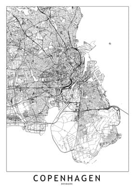 Copenhagen White Map