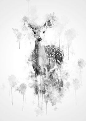 Deer Black And White