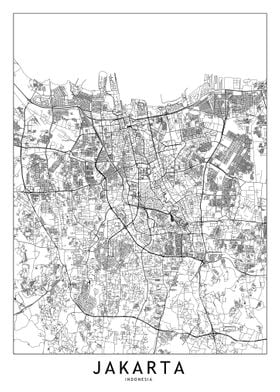 Jakarta White Map