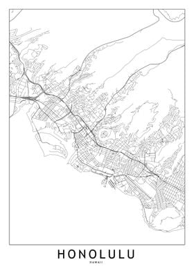 Honolulu White Map