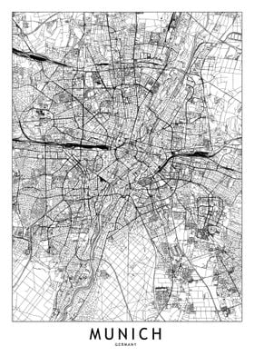 Munich White Map