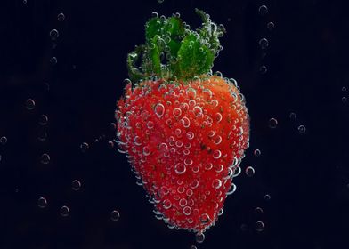 strawberry in water bubble