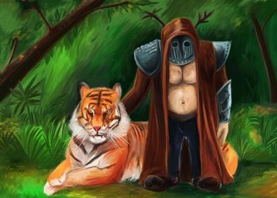 A Dwarf and his pet Tiger