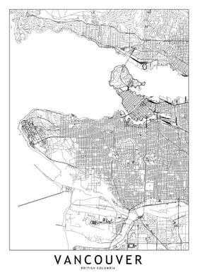 Vancouver White Map