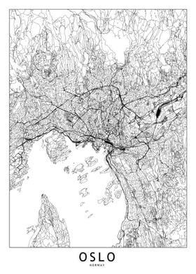 Oslo White Map