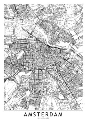 Amsterdam White Map