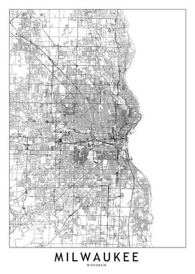 Milwaukee White Map