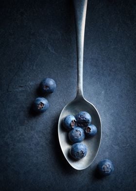 Blueberries on spoon Still