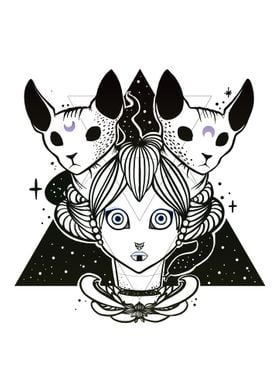 Space Witch And Sphynx Cat
