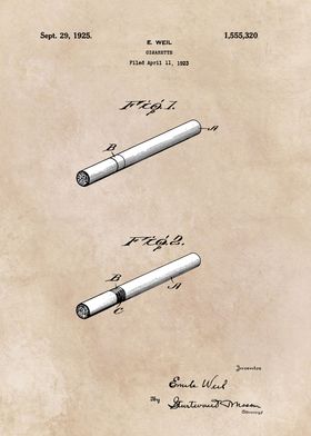 patent Weil Cigarette 1925