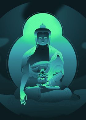 Green black buddha