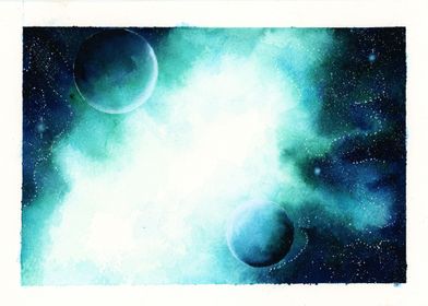 Watercolors Galaxy by hand