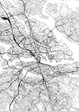 Stockholm White Map