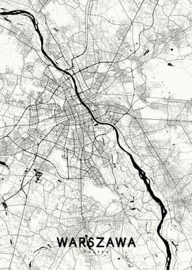 Warszawa map white