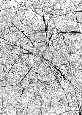 Paris White Map