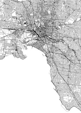 Melbourne White Map