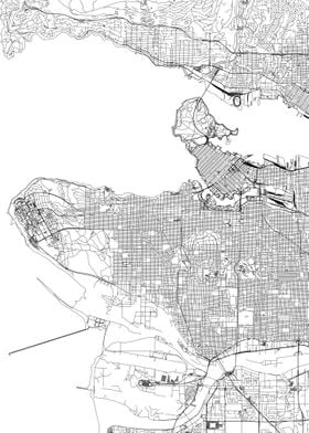 Vancouver White Map