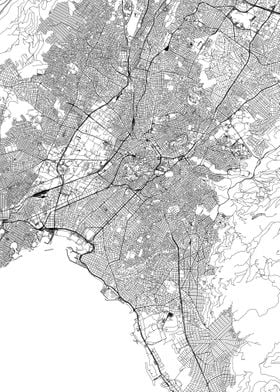 Athens White Map