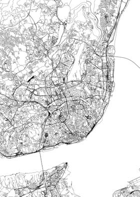 Lisbon White Map