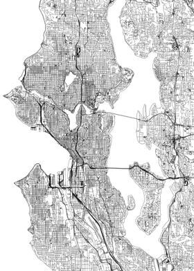 Seattle White Map