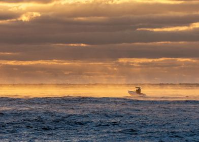 Orange sunrise at sea