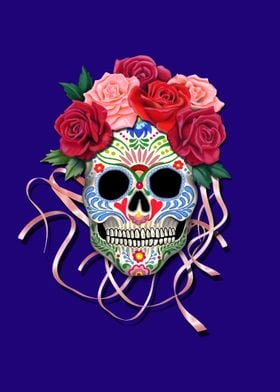 Mexican Roses Skull