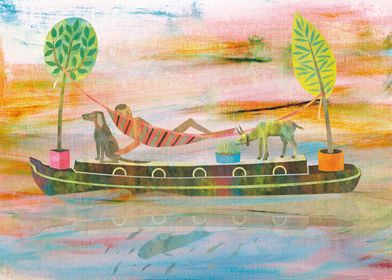 Boat with Boy and Animals
