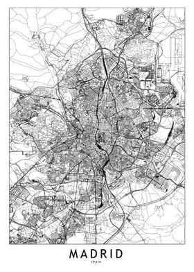 Madrid White Map