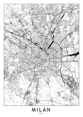 Milan White Map