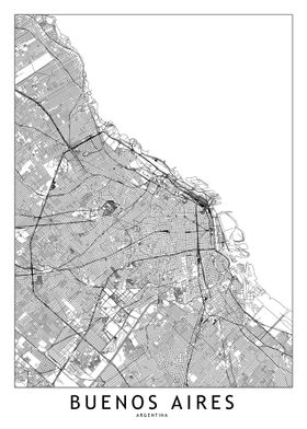 Buenos Aires White Map