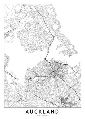 Aukland White Map