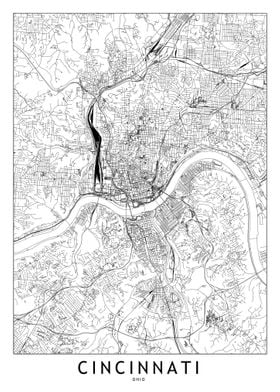 Cincinnati White Map