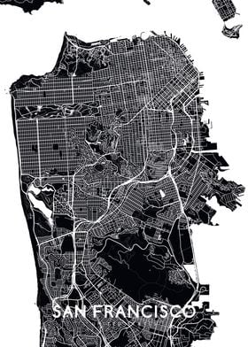 San Francisco map black