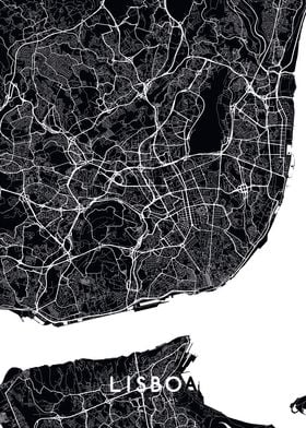 Lisboa map black