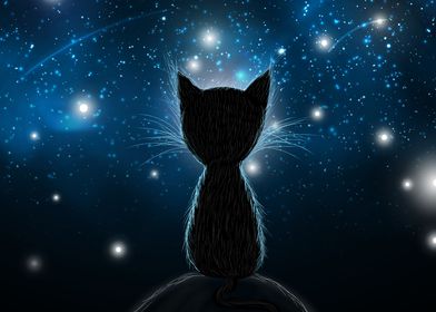 cat stars silhouette