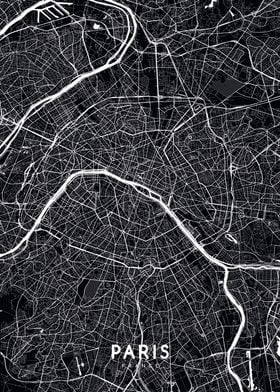 Paris map black